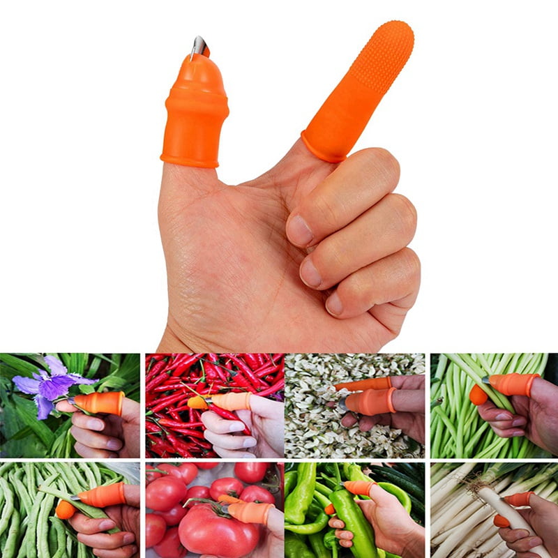 Scicalife Silicone Thumb Knife,Garden Separator Finger Knife Harvesting Plant Knife,Gardening Gifts Trim Fruit Vegetable Finger Gloves Gardening Tools for Women-S 