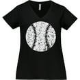 thumbnail image 3 of Inktastic Distressed Baseball in White Women's Plus Size V-Neck T-Shirt, 3 of 5