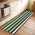 thumbnail image 2 of 2'x6' Rug Runners for Hallways Kitchen, Green Navy Blue Striped Non Slip Entryway Beside Floor Carpet Runner, Farmhouse Stripes Washable Laundry Room Bedroom Throw Rugs Mat for Family Pet, 2 of 8