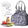 thumbnail image 4 of Pioneer Flower Floral Print Pattern Drawstring Lunch Bag Women - Drawstring Lunch Bag Insulated for Work Office - Stain-Resistant Large Lunchbags for Women with Multi-Pockets, 4 of 6
