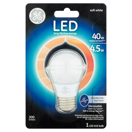 

GE LED 4.5W (40W Equivalent) Soft White Ceiling Fan Bulb