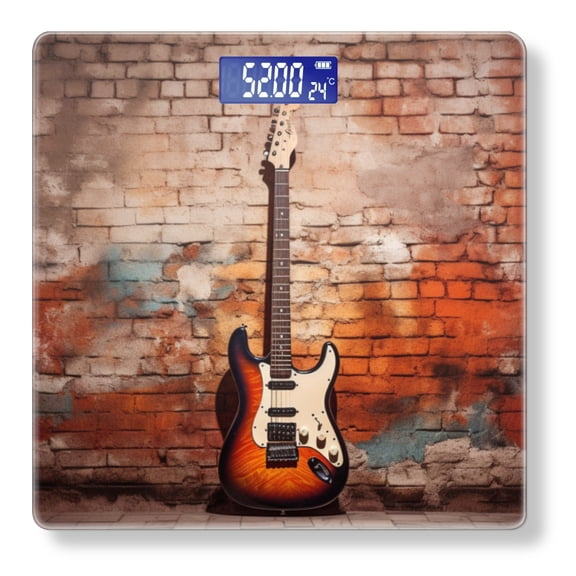 Bathroom Scale, Highly Accurate Digital Body Scale,Precisely Measures Weight up to 400 lbs-Guitar Leans Against Old Brick Wall