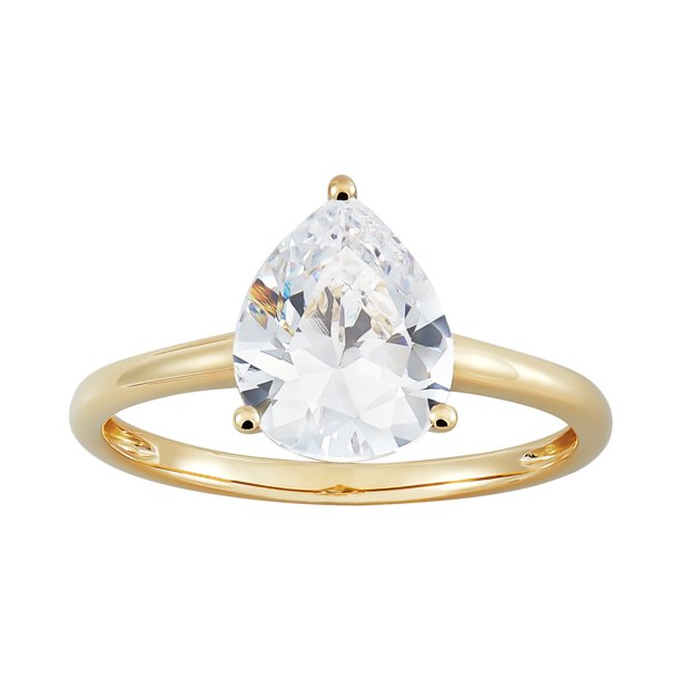 Brilliance Fine Jewelry Cubic Zirconia Pear Shape Solitaire Engagement