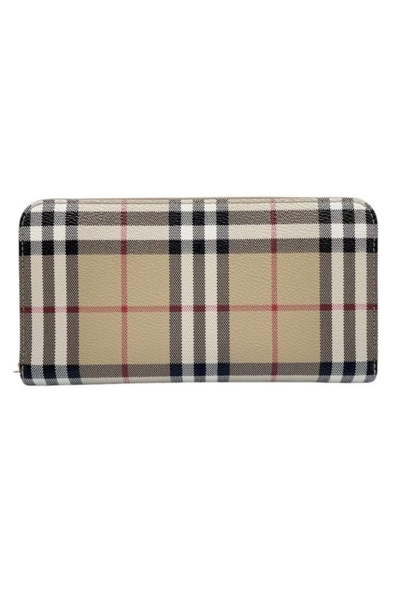 Pre-Owned BURBERRY Long Wallet, Nova Check Pattern, 8070598, Beige/Brown Leather,...