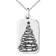 thumbnail image 1 of Stainless Steel Spiral Ribbon Christmas Tree Engraved Small Rectangle Dog Tag Charm Pendant Necklace, 1 of 1