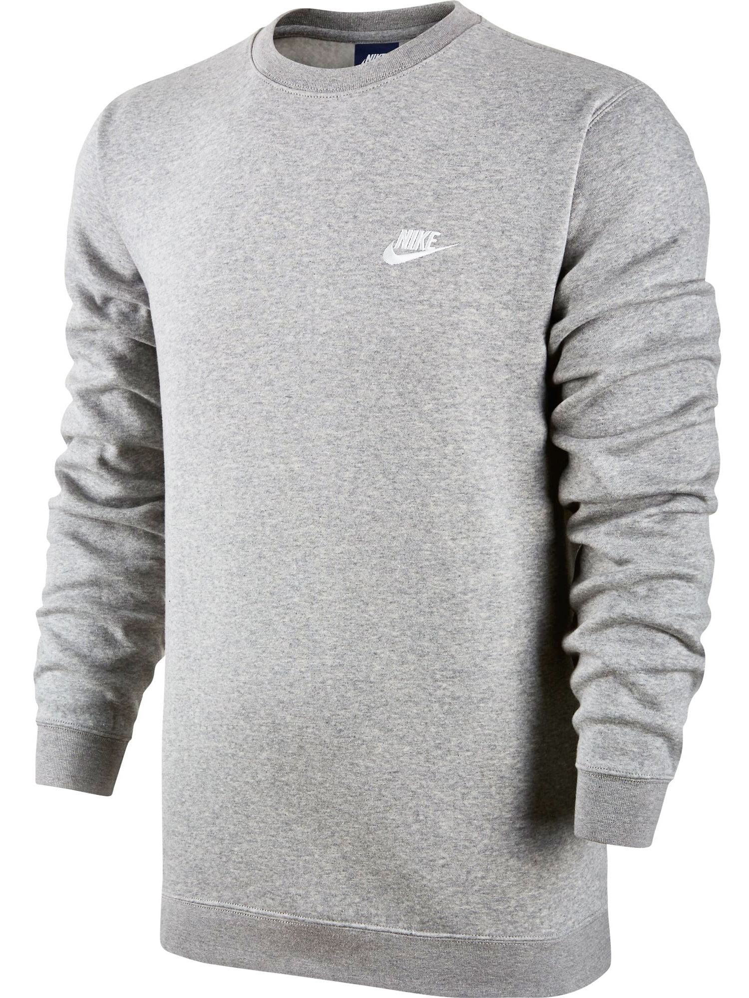 Nike Club Fleece Crew Neck T-Shirt Grey Heather/White 804340-063 Walmart.com