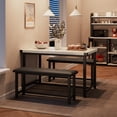 thumbnail image 3 of 3-Piece Dining Table Set for 4 – Industrial Rectangular Table with 2 Upholstered Benches, Sturdy Metal Frame, Space-Saving for Apartments, Condos, Studios – Multiple Color Options Available, 3 of 8