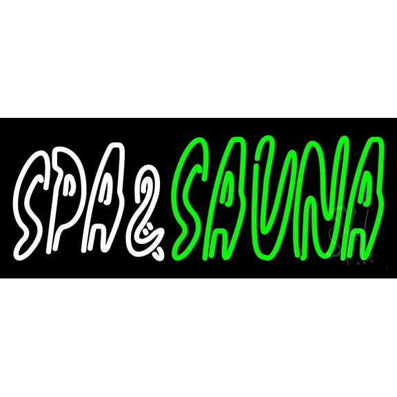 Spa And Sauna LED Neon Sign 10 x 24 - inches, Black Square Cut Acrylic Backing, with Dimmer - Bright and Premium built indoor LED Neon Sign for Spa interior decor and storefront.