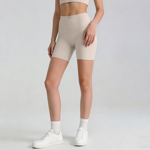 Sunnin Women Biker Shorts High Waist Tummy Control Solid Color Yoga Workout Shorts