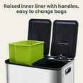 thumbnail image 7 of Casabay 16 Gal Stainless Steel Step Pedal Trash Can, Pet-Proof Soft Close Lid with 2 Removable Inner Buckets, Recycling Bin for Home, Silver, 7 of 7