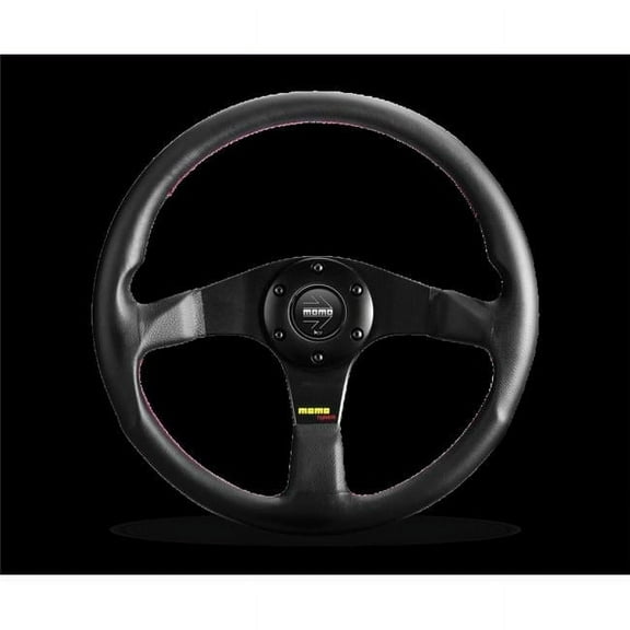 Momo Tuner Steering Wheel 350 mm - Black Leather/Red Stitch/Black Spokes