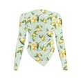 thumbnail image 2 of Xoenoiee Lemon Flower Print Womens Long Sleeve Shirts Fall Outfits 2026 Asymmetrical Blouse Tops Lightweight T Shirts Ruched Going Out Tunic Tees, M, 2 of 7