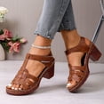 thumbnail image 5 of Xijirk Womens Sandals,Strappy High Heel Sandals with Open Toe Platform Summer Fashion Shoes Adjustable Ankle Strap for Dressy Wear,,Brown,8.5, 5 of 8