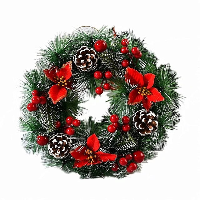 2 piezas 30cm Corona de Navidad Simulación Corona Colgante Accesorios de Ventana En La Puerta, Accesorios de Fondo para Árbol de Navidad