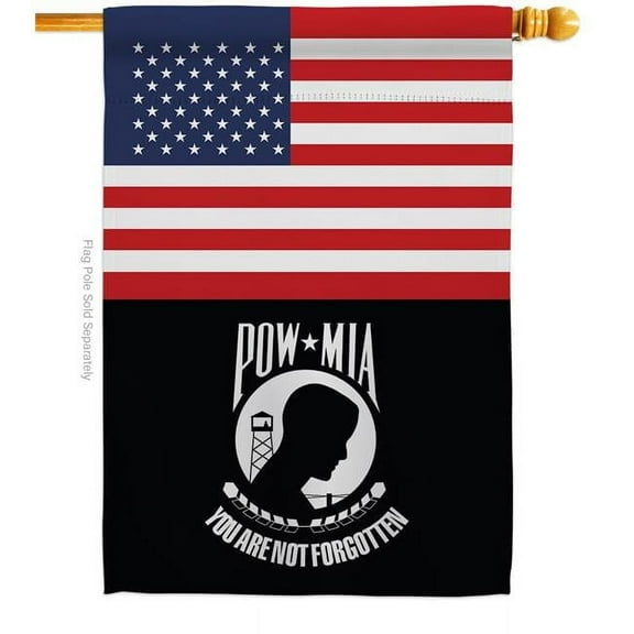 Americana Home & Garden  28 x 40 in. US POW & MIA House Flag with Armed Forces Service Double-Sided Decorative Vertical Flags Decoration Banner Garden Yard Gift