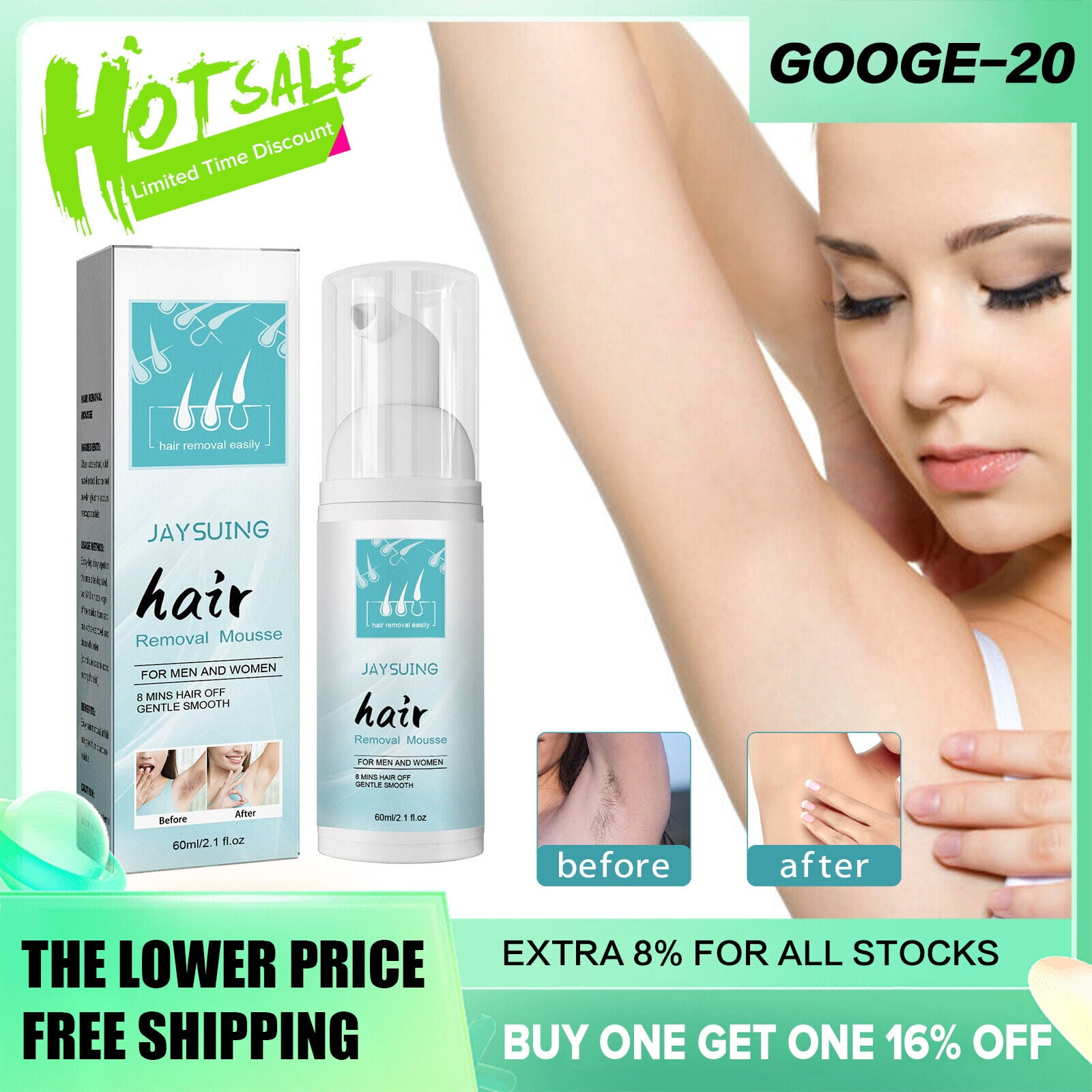 MYSEPT Gentle Hair Removal Mousse for Men Women Legs Underarms Hair