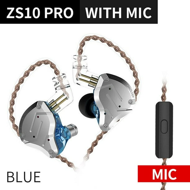 KZ ZS10 PRO 4BA + 1DD HIFI Auriculares de metal Auriculares híbridos en la oreja Auriculares deportivos con cancelación de ruido KZ ZSN PRO ZST AS16 AS12 AS10 C16 Tan Jianjun unisex