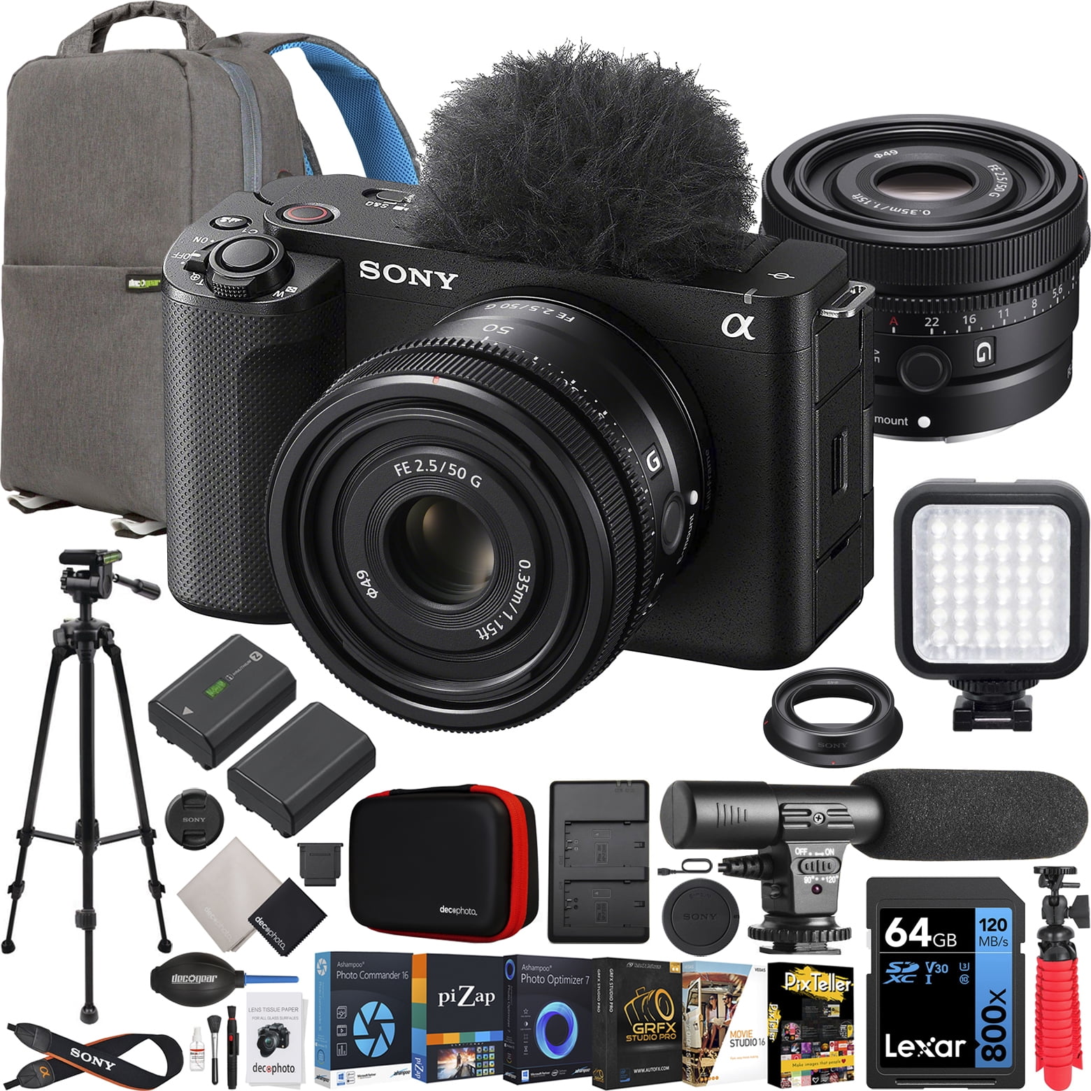 Sony ZVE1 Full Frame Mirrorless Vlog Camera Body + FE 50mm F2.5 G