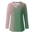 thumbnail image 4 of KIHOUT - Blusas casuales para mujer, liquidación 2024, moda clásica, color degradado, cuello en V, blusas holgadas básicas de otoño, blusas tipo túnica de manga larga, 4 of 4