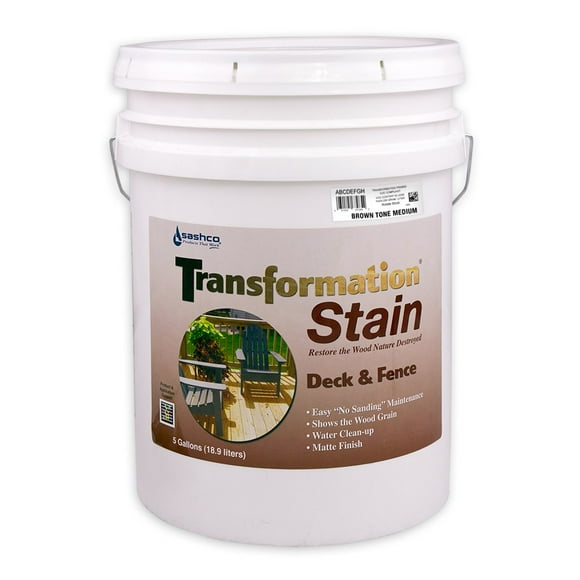 Sashco Transformation Deck and Fence Stain, 5 Gallon Pail, Brown Tone Medium (Pack of 1)