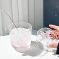 thumbnail image 3 of Ribbed Glass Cups Butterfly Decoration 13 Oz Drinking Glassware with Lids and Straws Creative Iced Coffee Glasses, Striped Drink Cups for Iced Coffee, Juice, 3 of 9