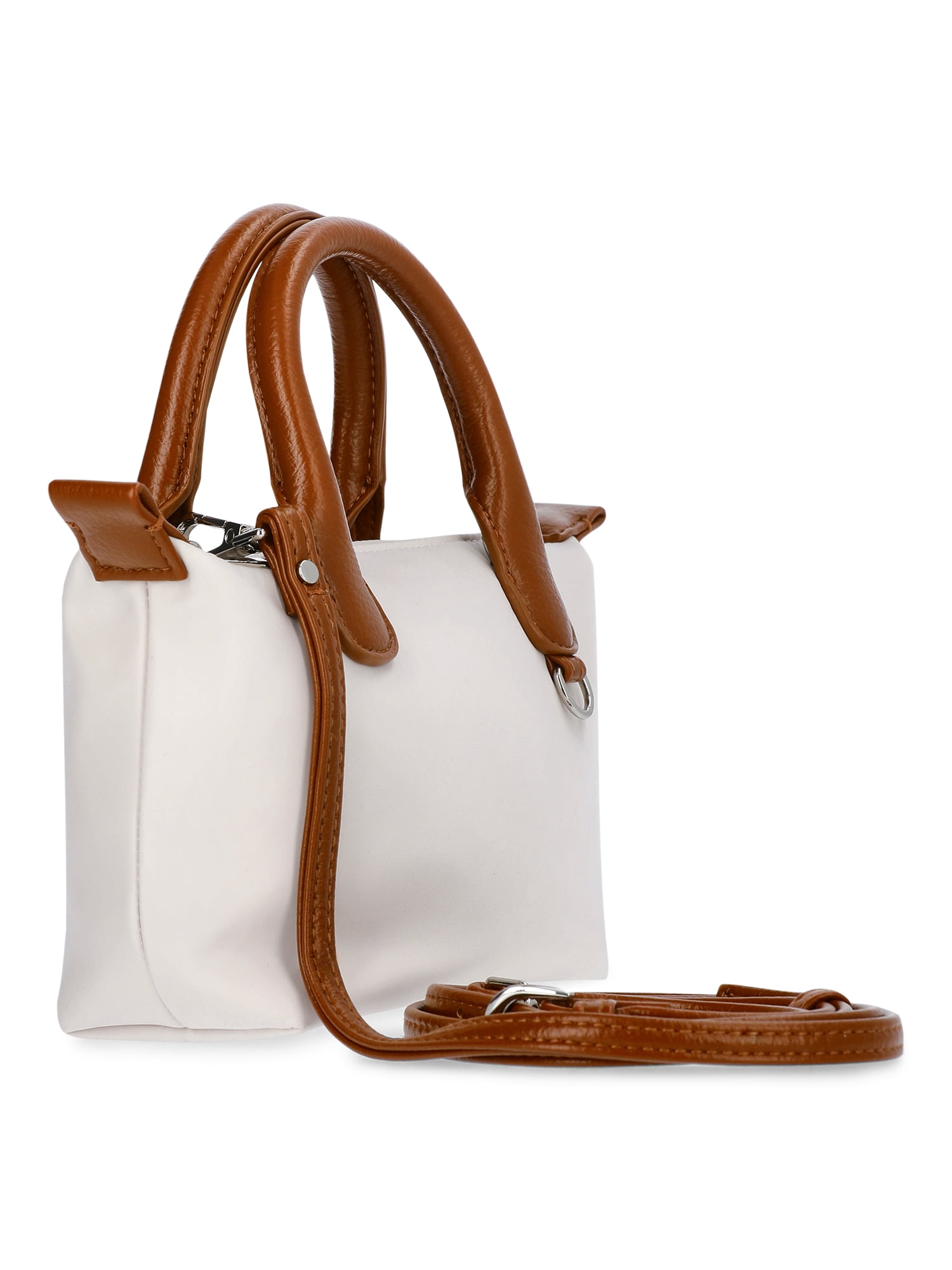 No Boundaries Women's Mini Tote Crossbody Bag, Cream