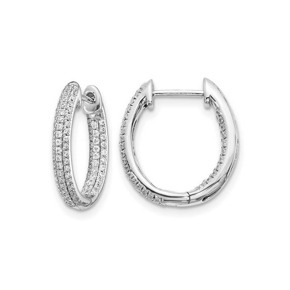 3/5 Carat (Ctw) Diamond in-Out Hoop Earrings in 10K White Gold