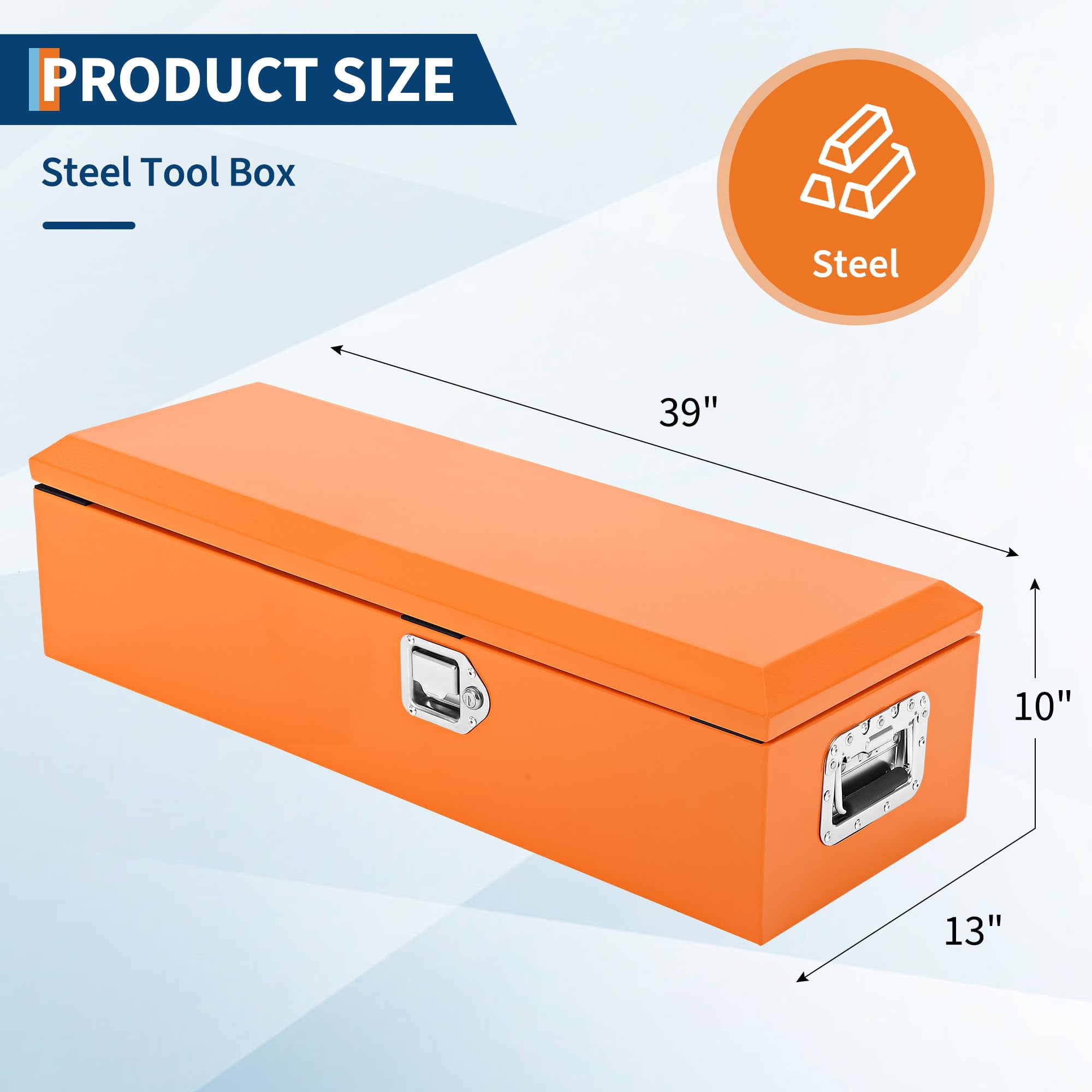 Truck Bed Tool Box,Heavy Duty Diamond Plate Tool Box with Side Handles, Lock and Keys,Storage Organizer Chest Box for Pickup, Truck Bed, RV, Trailer