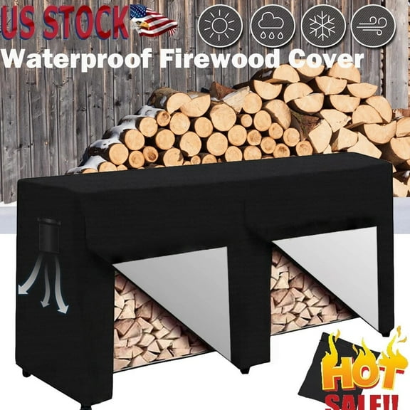 8ft Firewood Log Rack Cover Waterproof Wood Storage Holder Heavy Duty Outdoor