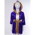 thumbnail image 3 of Linjinx Garçons Enfants Robe de Boxe Robe Longueur Complète Cape à Capuche en Satin avec Ceinture Tenue de Boxe d'Halloween Violet 14, 3 of 7