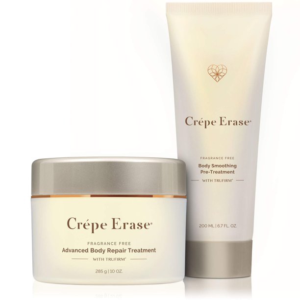 Crepe Erase Tratamiento avanzado para el cuidado del cuerpo en 2 pasos Cuidado de la piel antienvejecimiento para el cuerpo y el cuello Crema hidratante reafirmante + pretratamiento exfoliante corpora
