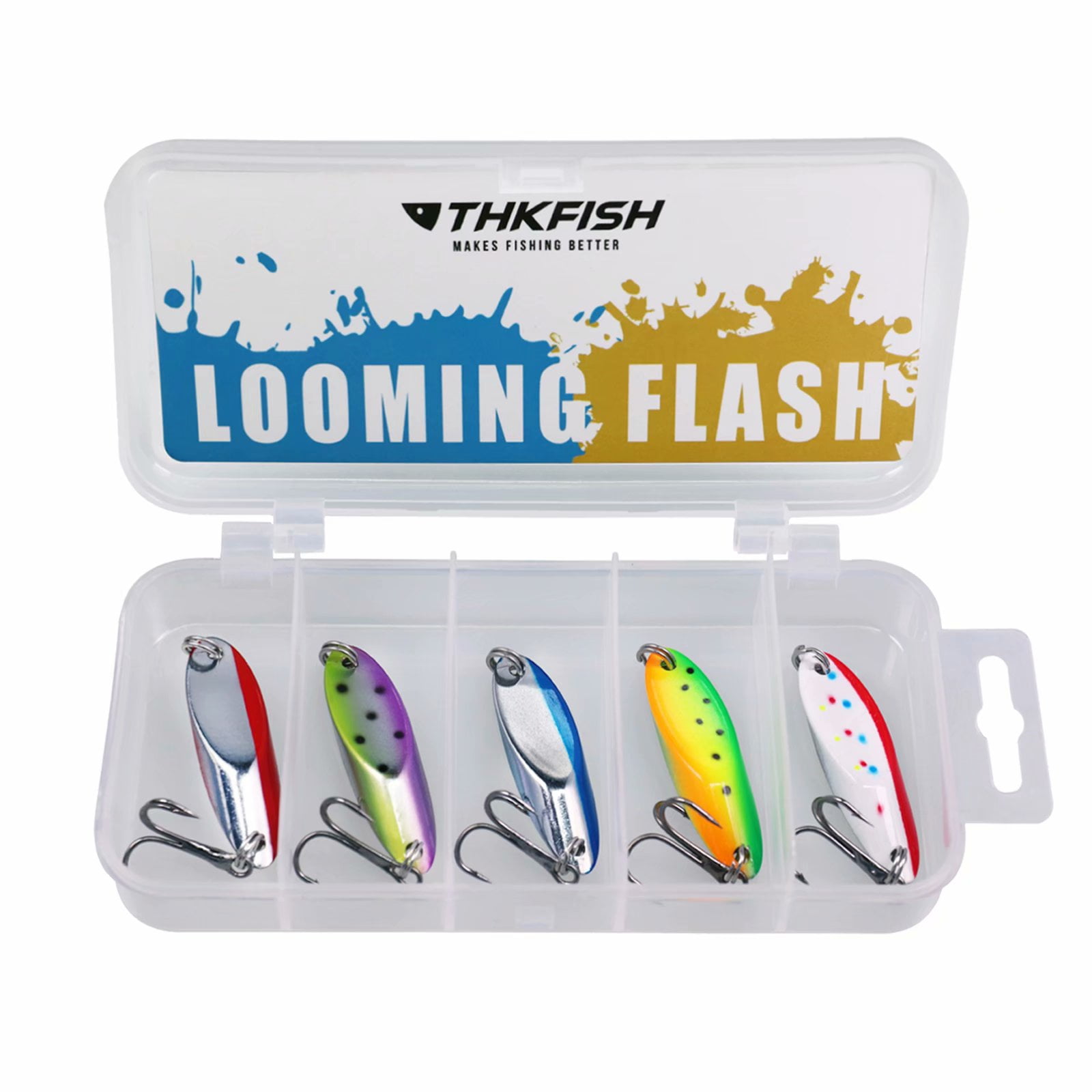 THKFISH Fishing Lures Trout Spoons for Pike Bass Crappie Walleye Color B  1/2 Oz. 5 Pieces 