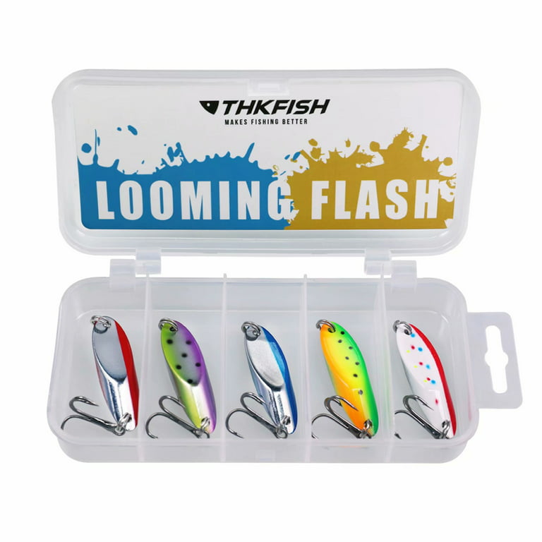 THKFISH Fishing Lures Trout Lures Fishing Spoons Lures for Trout Pike Bass  Crappie Walleye Color A 1/8oz 5pcs