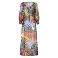 thumbnail image 6 of Coduop Women High Split Long Dress Tropical Print Lantern Sleeve Bodycon Dress Sundress, 6 of 9