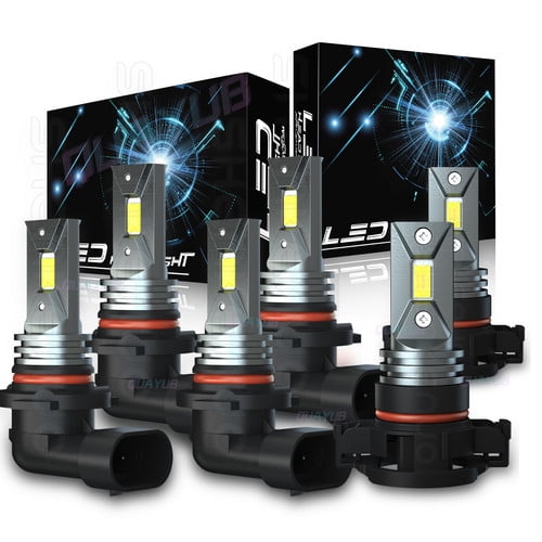 LED Headlight   Fog Light Bulbs White Combo For Jeep Cherokee 2016-2018