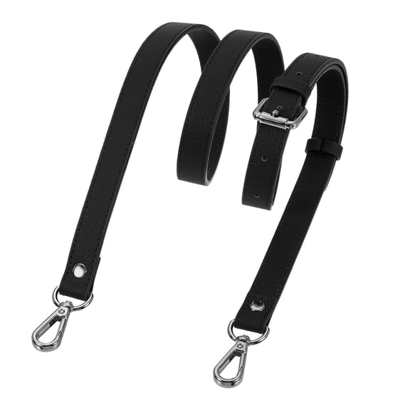 Uxcell 0.7" Genuine Leather Purse Strap for Bag (Black, Black Buckle)