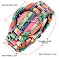 thumbnail image 3 of Reloj de madera Dentily para hombre de 25 cm, colorido, con cuarzo y función de fecha, 3 of 7