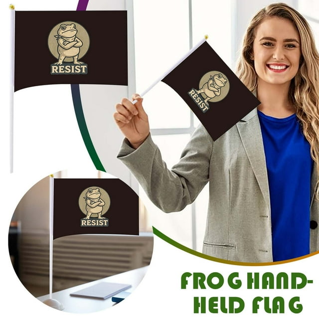 Danhjin Small Flags Exquisite Portland Frogs Flags Decoration Frogs Holding A Small Flag Event Hand-waved Flag Gardening Tools