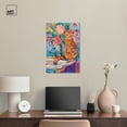 thumbnail image 3 of Colorful Sink Cat Canvas Jungle Bathroom Art by Art Remedy, Gallery Wrapped, 16" x 24", 3 of 7