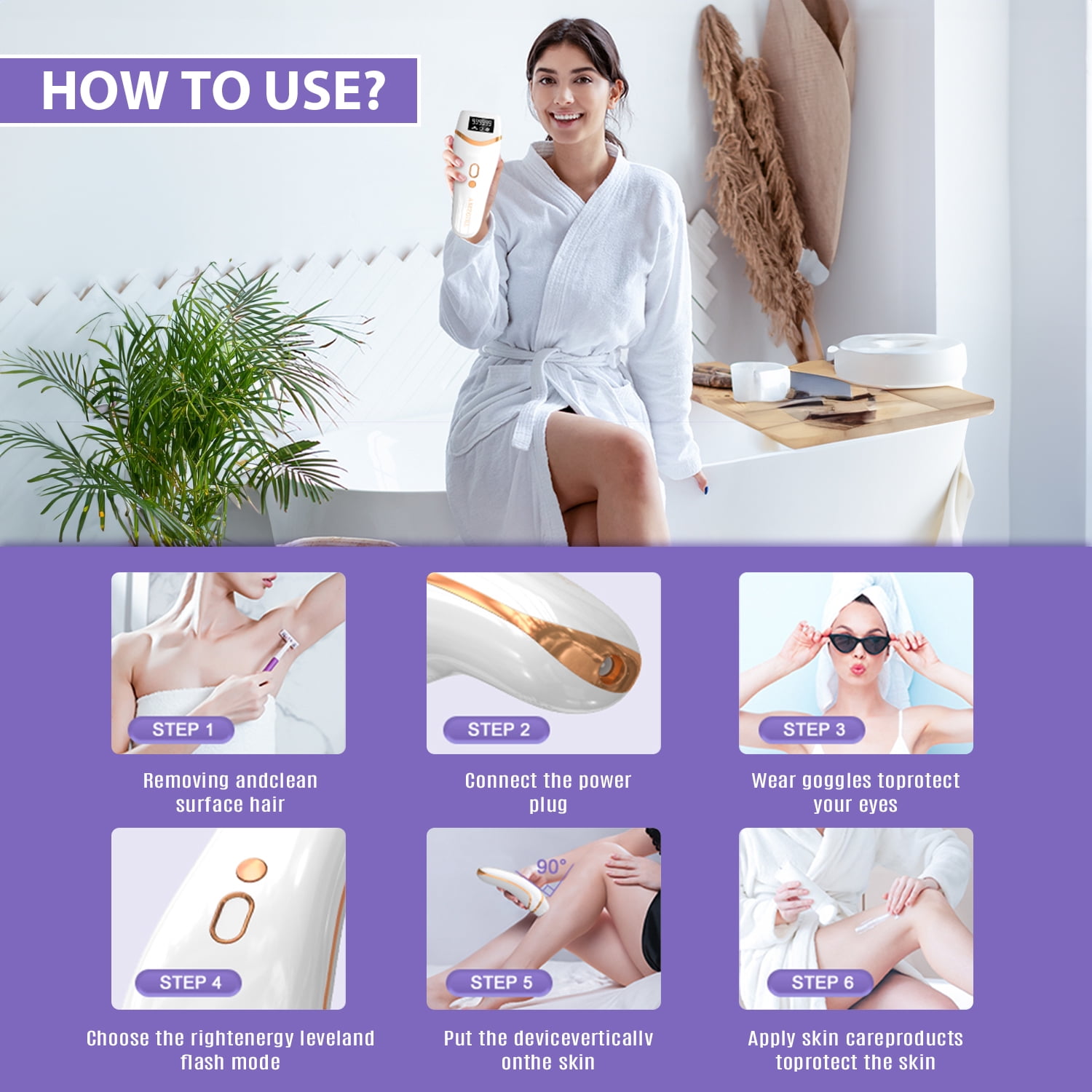 Laser Hair Removal For Women Permanent, Hair Removal Device At-Home 999999 Flashes IPL Hair Removal for Whole Body Use K