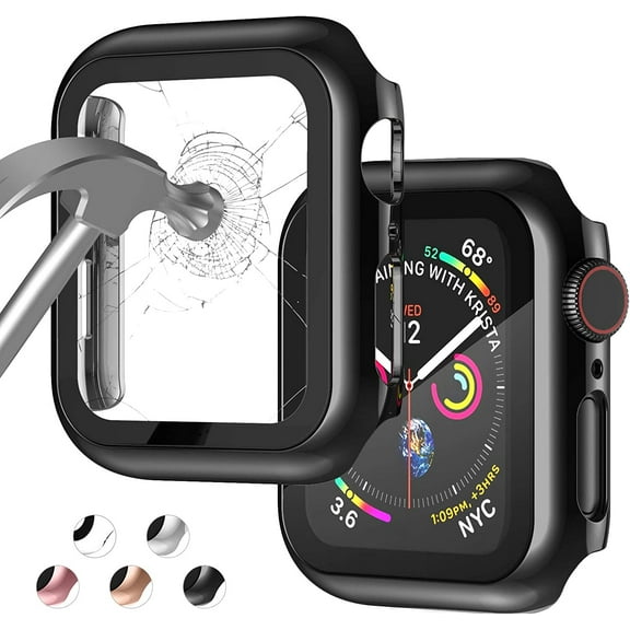 Apple Watch Case for Apple Watch 40MM Series 6/5/4/SE with Built-in Tempered Glass Screen Protector, All-Around Ultra-Thin Bumper Full Cover Hard PC Protective Case for iWatch