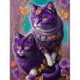 thumbnail image 1 of Full Diamond Mosaic Purple Flowers Cat Diamond Painting Cross Stitch Kits Animal Embroidery Square Round Drill Rhinestone S977, 1 of 5