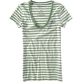 thumbnail image 1 of Camiseta gráfica Aeropostale para mujer con rayas múltiples, verde, mediana, 1 of 1