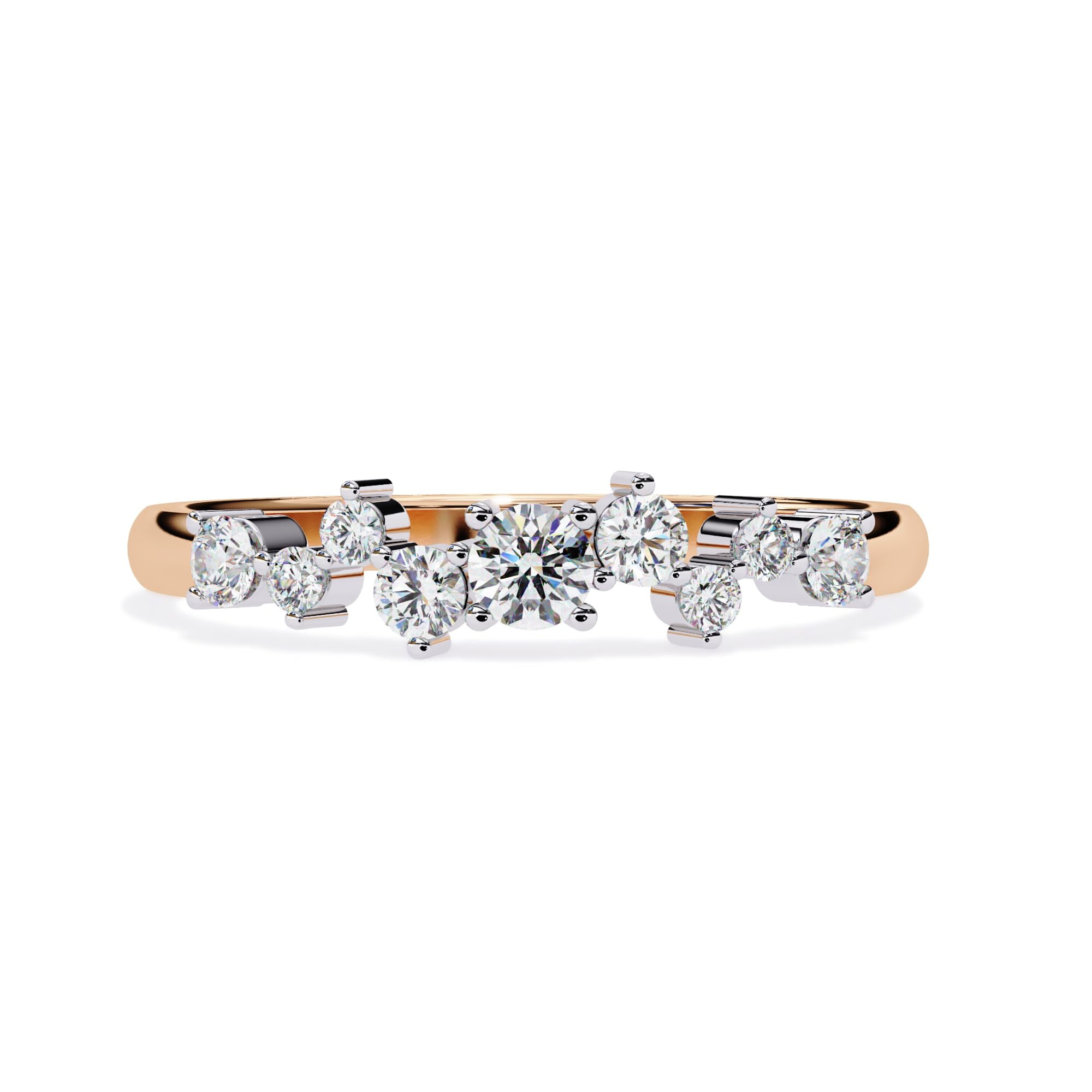 AFFY Eternity Rings for Women, Round Cut Lab Created Moissanite Engagement Wedding Band Ring in 14K Solid Rose Gold Size-7