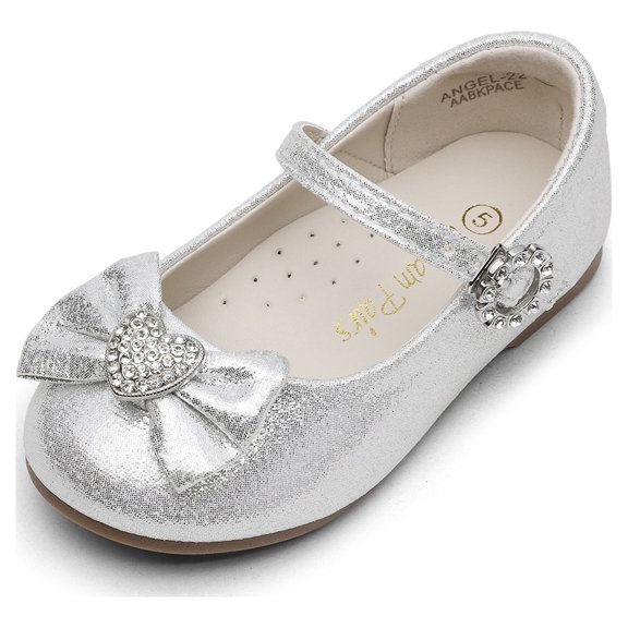 Dream Pairs Kids Girls Toddlers Mary Jane Flats Shoes Casual Princess Dress Shoes ANGEL-22 SILVER Size 6 Toddler