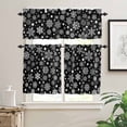 thumbnail image 2 of Winter Snowflakes Kitchen Curtains and Valances Set, Christmas Black Background Rod Pocket Window Valance 18 Inch Window Curtain Panels for Living Room Bedroom Laundry, 27.5x36in, 3 Pieces, 2 of 7