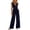 Navy, variant on Women's Casual Loose Overalls Jumpsuits Fashion Solid Color V Neck Sleeveless Waist Ties Jumpsuits with Pockets Trendy Wide Leg Jumpsuits Dressy