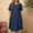 Dark Blue, variant on Ayolanni Knee-Length Sun Dresses Women Cotton Linen Blue Solid Short Sleeve Dresses Dresses for Juniors and Women M