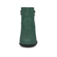 thumbnail image 6 of BLISSFUL STEP Women's Shoes Round Toe Stacked Block Heel Zipper Ankle Boots Green 6.5, 6 of 7