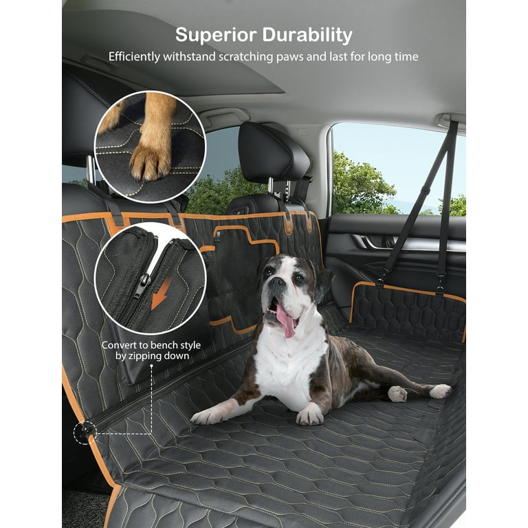 4-In-1 Dog Car Seat Cover, 100% Waterproof Scratchproof Dog Hammock with Big